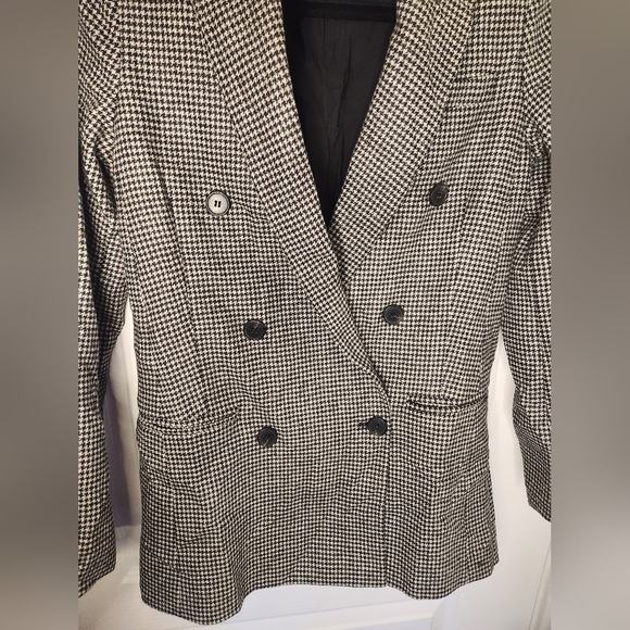 Stylish Houndstooth ALL SAINTS Wool Blend Blazer Size 0 - Picture 11 of 11